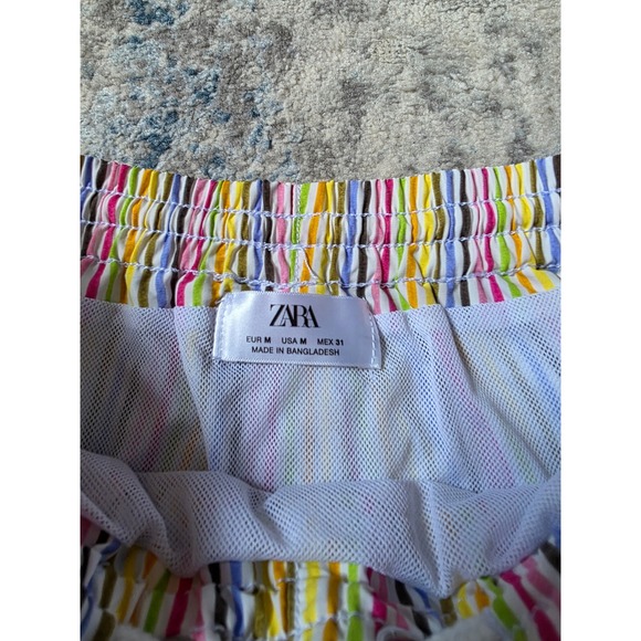 Zara Men's Medium Colorful Striped 4" inseam Bathing Suit Swimwear Resort Wear - Picture 2 of 4